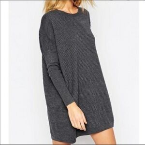 ASOS Oversized Ribbed Sweater Dress Wool Blend Charcoal Grey Size 0